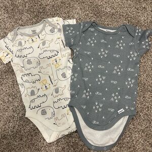 Gerber Soft Cotton Gray and Cream One Pieces